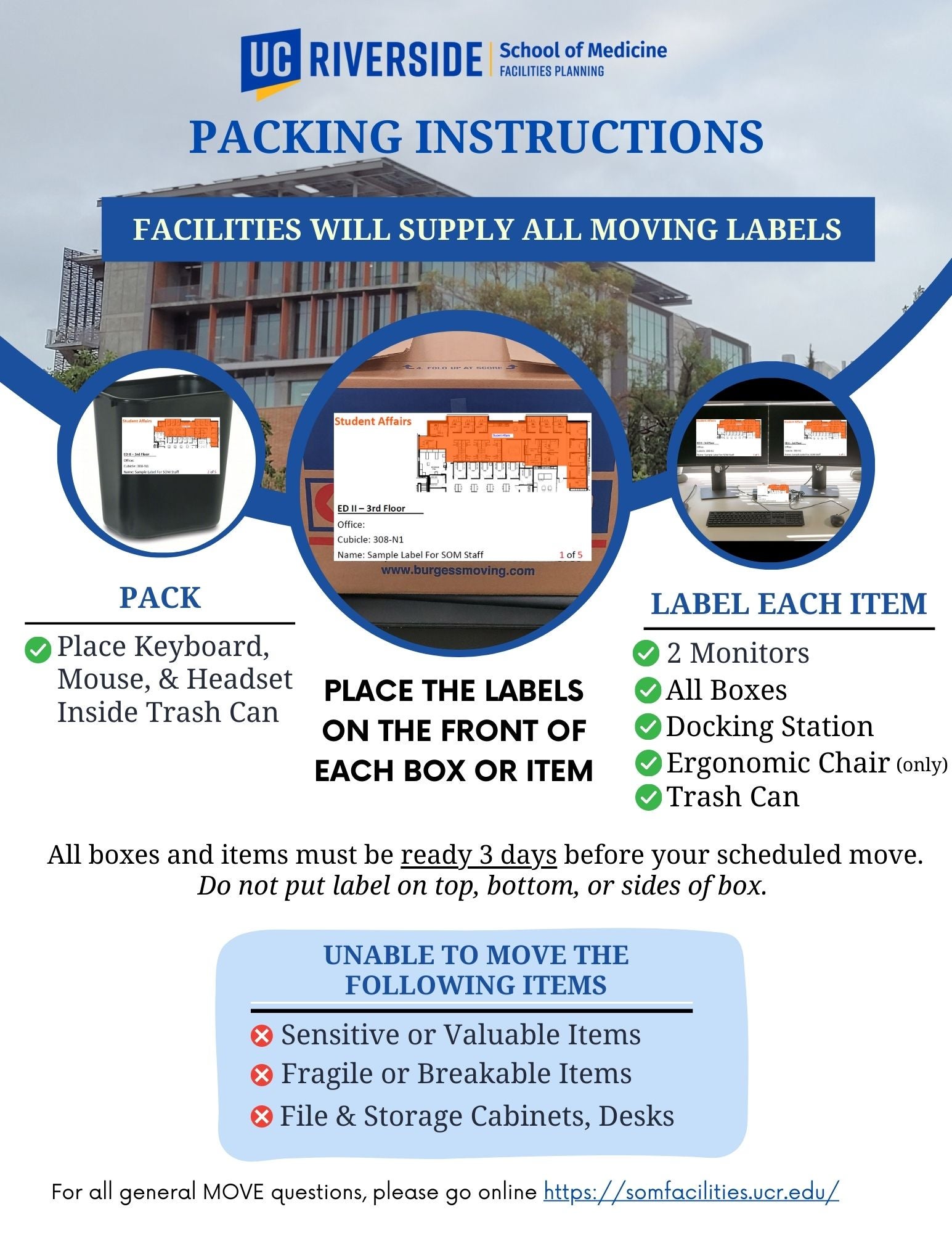 Packing Instructions | SOM Facilities And Space Planning